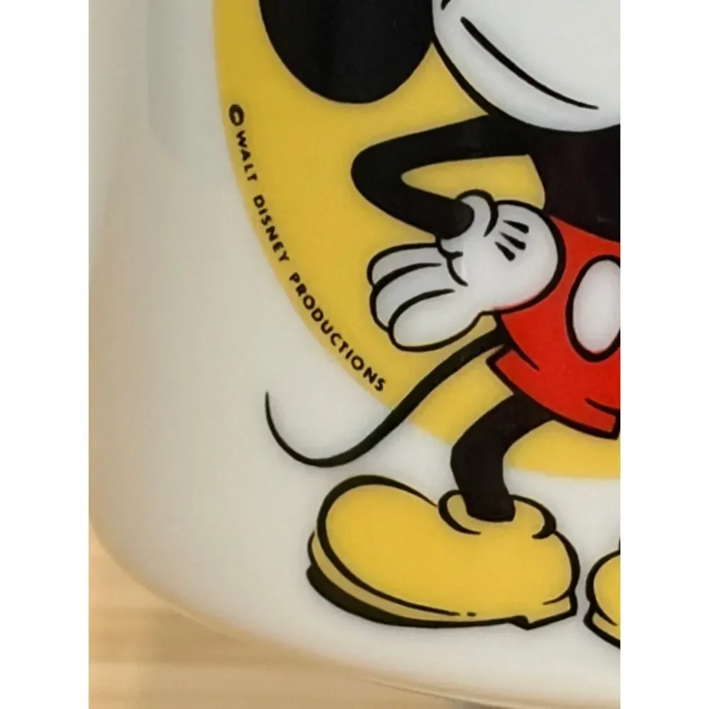 Vintage Disney Mickey Mouse Pedestal Mug Cup White Yellow Japan